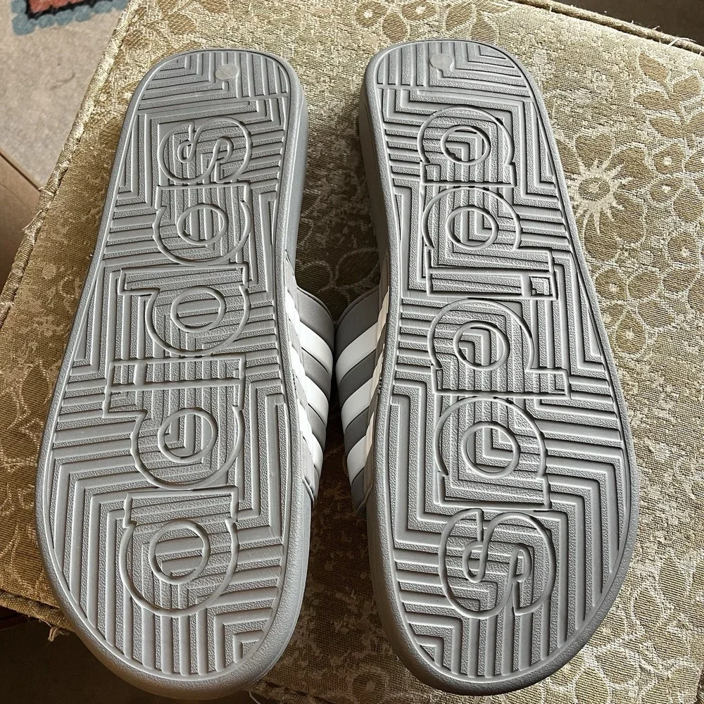 adidas Adissage Slides Sandal, Stone Grey/White‎ - Men Size 18 - New With Tags